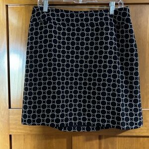 LOFT Black Skirt with White Circle Print